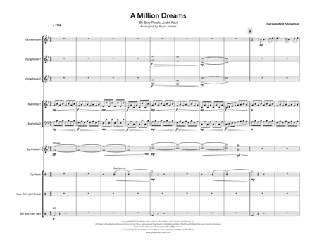 Free Sheet Music A Million Dreams The Greatest Showman For Percussion Ensemble