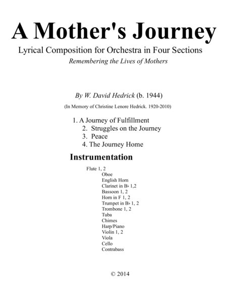 A Mothers Journey Conductors Score Sheet Music