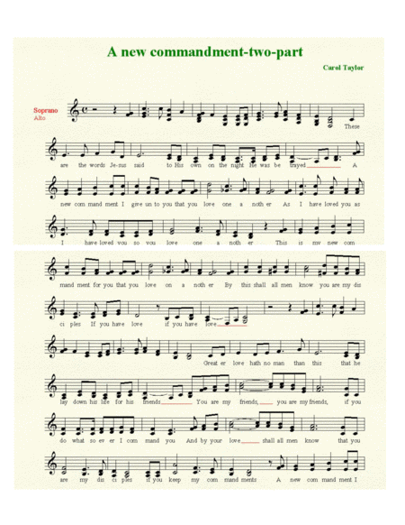 A New Commandment John 13 15 Sheet Music