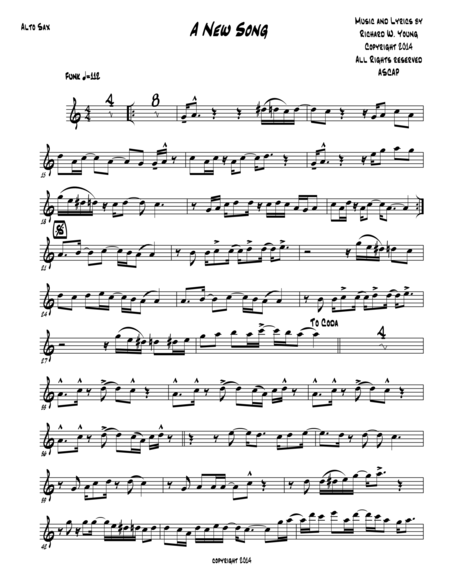 Free Sheet Music A New Song Alto Sax