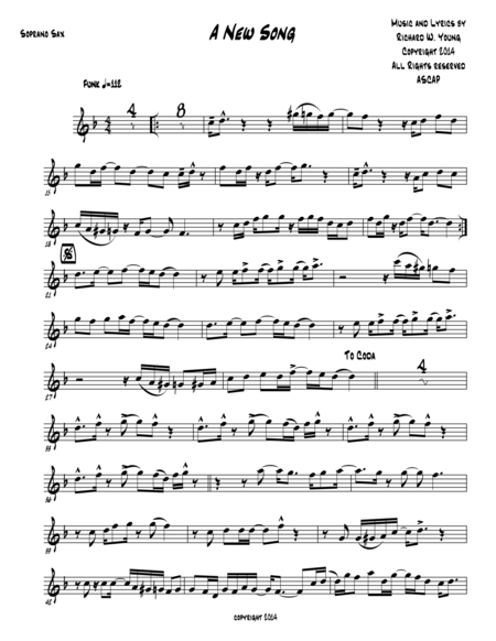 Free Sheet Music A New Song Soprano Sax