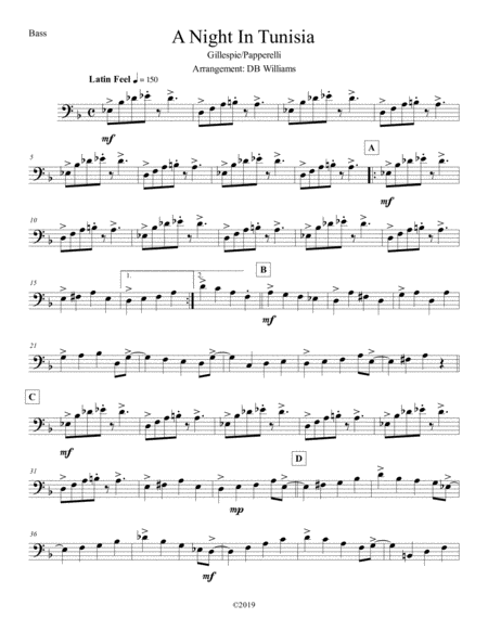 A Night In Tunisia Bass Sheet Music