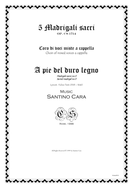 A Pie Del Duro Legno Madrigale Sacro Per Voci Miste A Cappella Sheet Music