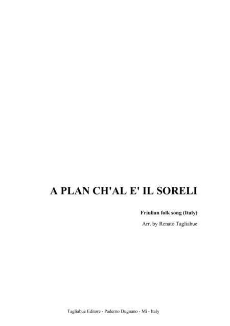 A Plan Ch Al E Il Soreli In The Plain Sun Sets Friulian Folk Song Italy Sheet Music