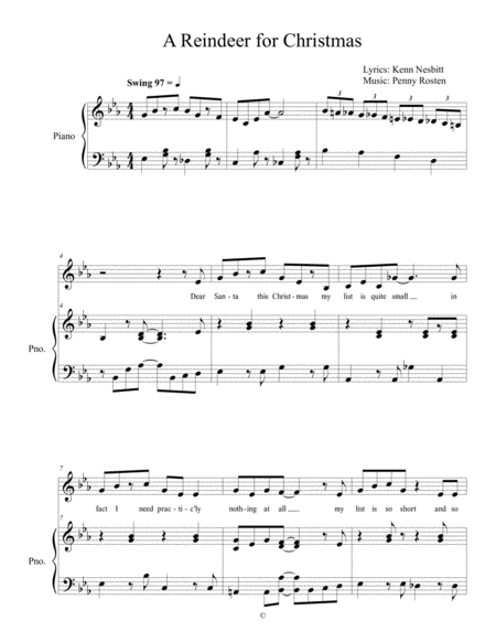 A Reindeer For Christmas Sheet Music