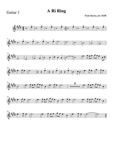 A Ri Rang Guitar Part 1 Sheet Music