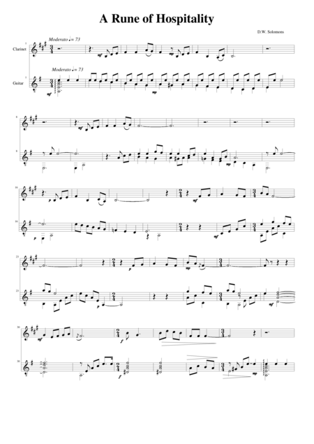 Free Sheet Music A Rune Of Hospitality Clarinet And Guitar Version