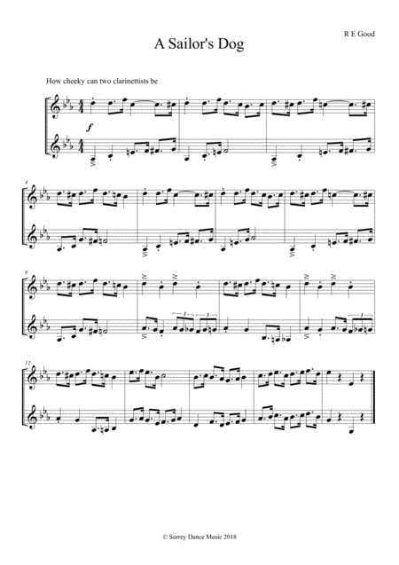 A Sailors Dog Cheeky Clarinet Duet Sheet Music