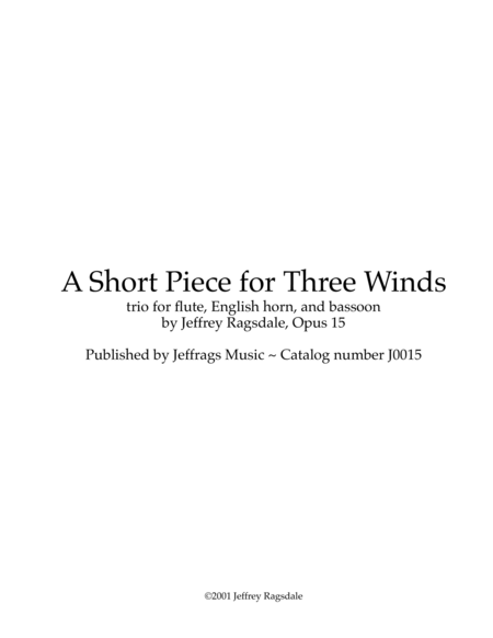 A Short Piece For Three Winds Sheet Music