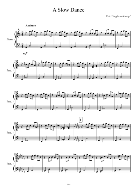 Free Sheet Music A Slow Dance