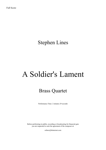 Free Sheet Music A Soldiers Lament Brass Quartet