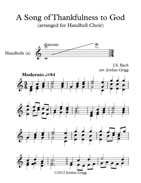 A Song Of Thankfulness To God Arranged For Handbell Choir Sheet Music