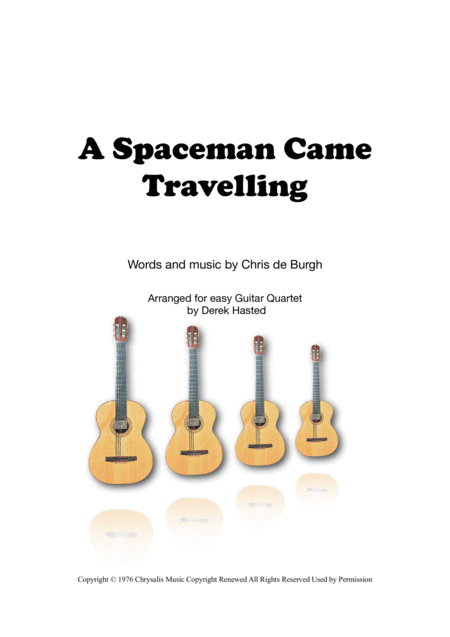 A Spaceman Came Travelling For Easy Guitar Quartet Sheet Music