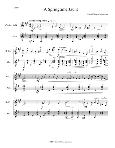 A Springtime Jaunt For Clarinet And Guitar Sheet Music