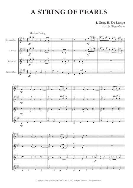 A String Of Pearls For Saxophone Quartet Sheet Music