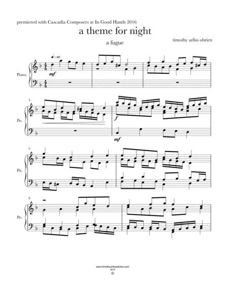 A Theme For Night A Fugue Sheet Music