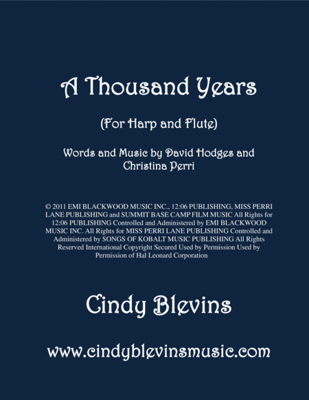 A Thousand Years Arranged For Harp And Flute Sheet Music