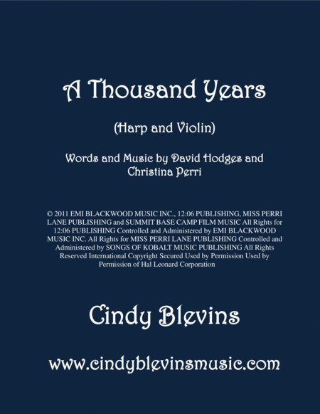 A Thousand Years Arranged For Harp And Violin Sheet Music