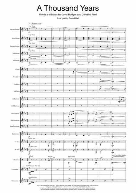 Free Sheet Music A Thousand Years Brass Band Arrangement