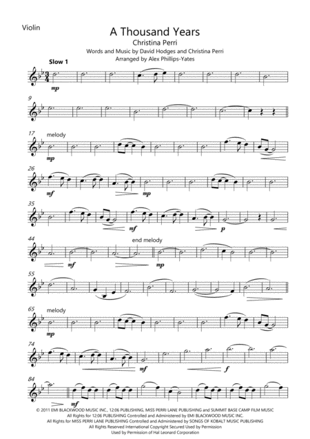 A Thousand Years By Christina Perri String Trio Sheet Music