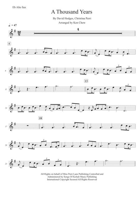 A Thousand Years Christina Perri Alto Saxophone Solo Transcription Original Key Sheet Music