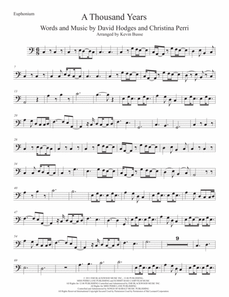 Free Sheet Music A Thousand Years Easy Key Of C Euphonium