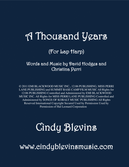 A Thousand Years For Lap Harp Sheet Music