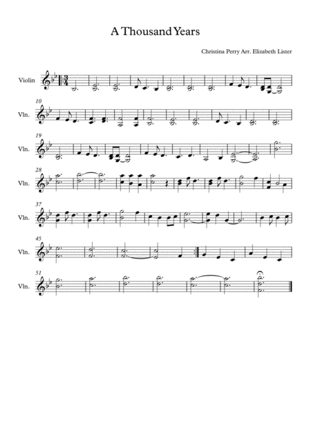 Free Sheet Music A Thousand Years Solo Violin