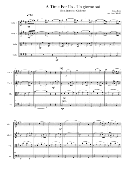 Free Sheet Music A Time For Us Love Theme