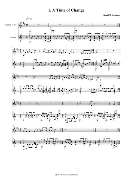 A Time Of Change For Clarinet And Classical Guitar Sheet Music