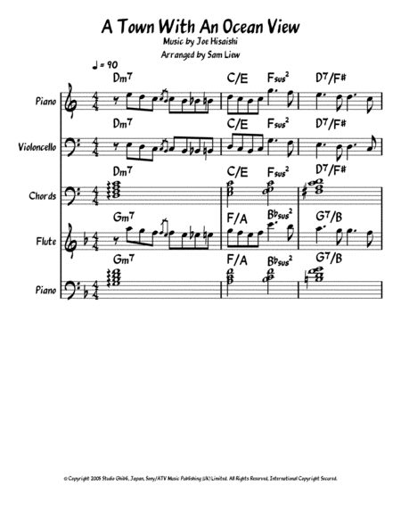 A Town With An Ocean View Lead Sheet With Chords Sheet Music