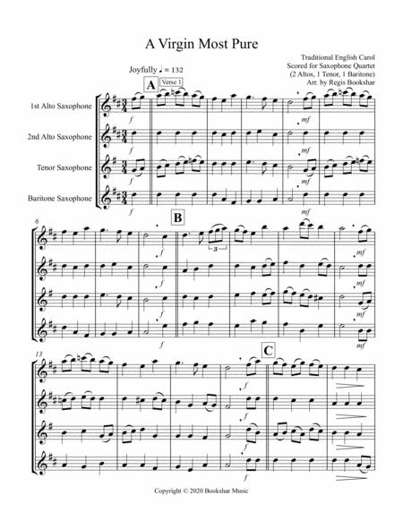 A Virgin Most Pure Saxophone Quartet 2 Alto 1 Tenor 1 Baritone Sheet Music