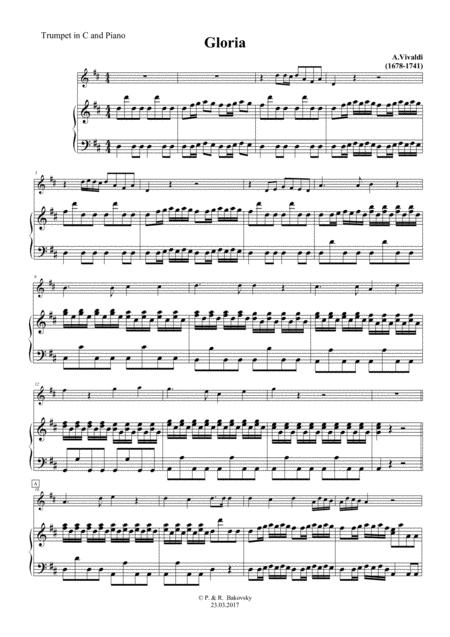 A Vivald Gloria In Excelsis Rv 589 For Winds In C Or Horn In F And Piano Or Organ Sheet Music