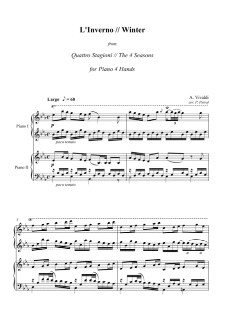 Free Sheet Music A Vivaldi Winter From The 4 Seasons Piano 4 Hands