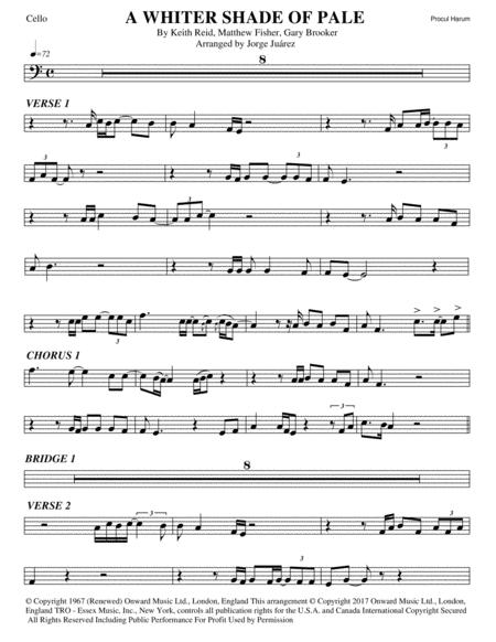 Free Sheet Music A Whiter Shade Of Pale Cello