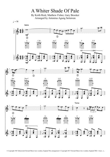 Free Sheet Music A Whiter Shade Of Pale Duet Guitar Score