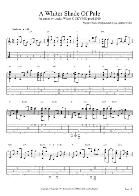 A Whiter Shade Of Pale For Guitar Sheet Music