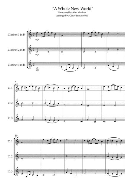 A Whole New World Easy Clarinet Trio Sheet Music