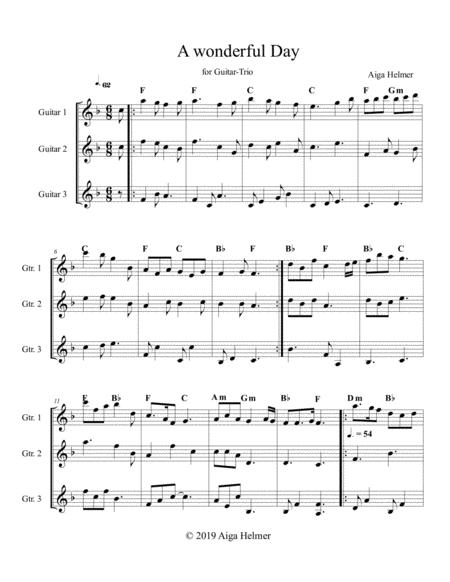 Free Sheet Music A Wonderful Day F Guitar Ensemble