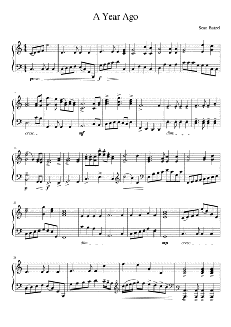 Free Sheet Music A Year Ago