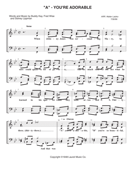 Free Sheet Music A You Re Adorable