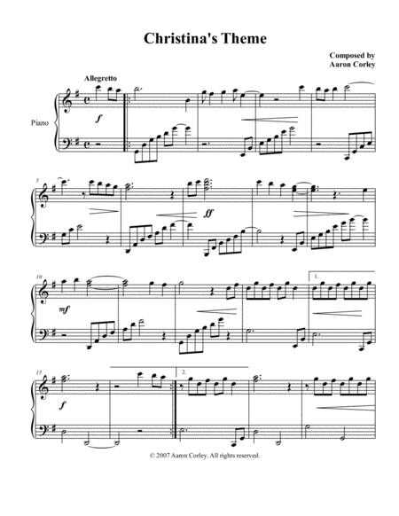 Aaron Corley Christinas Theme Sheet Music