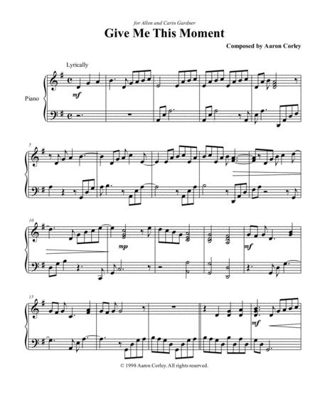 Aaron Corley Give Me This Moment Sheet Music