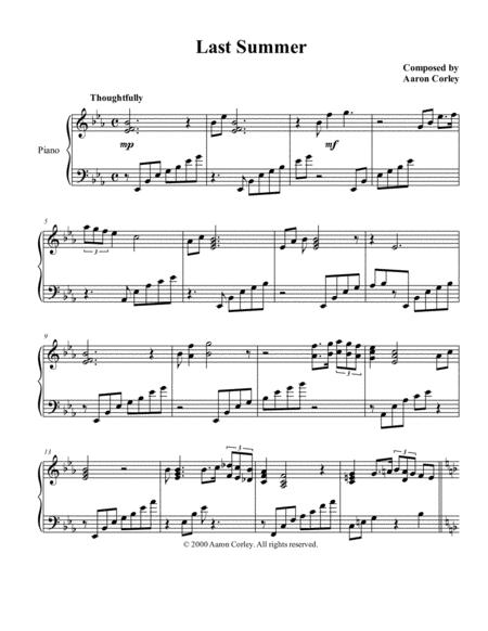 Aaron Corley Last Summer Sheet Music