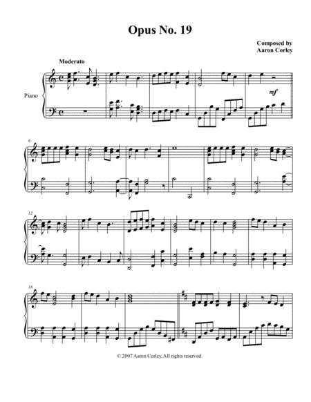 Aaron Corley Opus No 19 Sheet Music