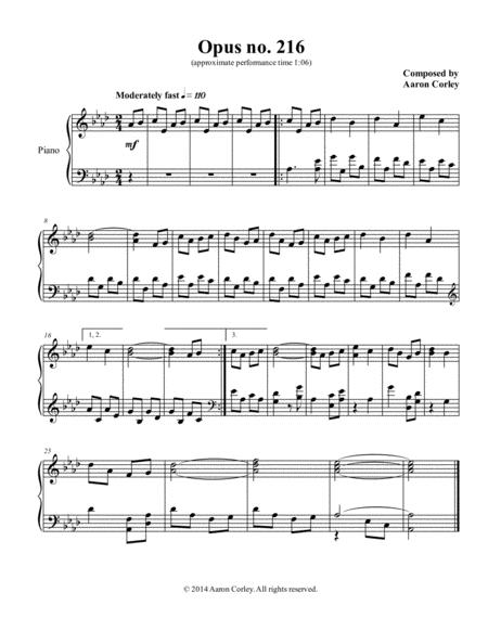 Aaron Corley Opus No 216 Sheet Music