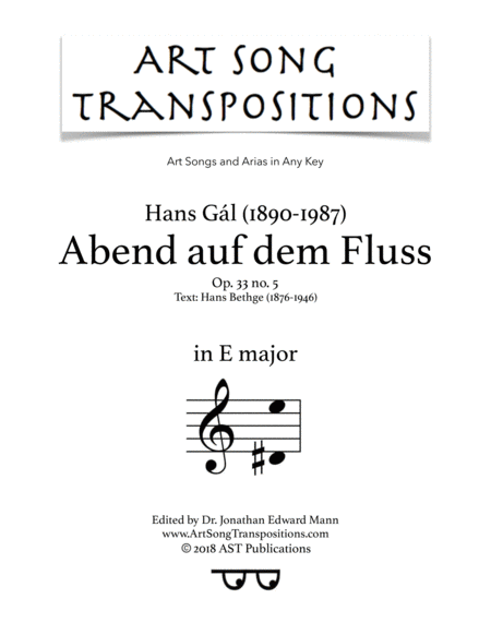 Free Sheet Music Abend Auf Dem Fluss Op 33 No 5 E Major
