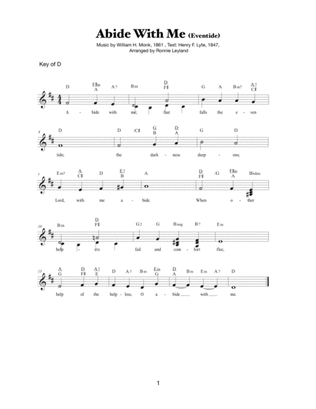 Free Sheet Music Abide With Me Eventide