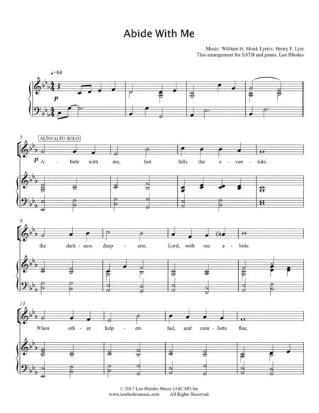 Free Sheet Music Abide With Me For Satb And Piano