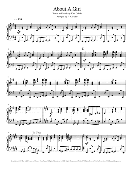 About A Girl Sheet Music